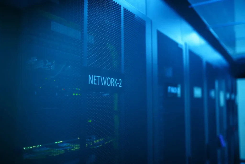 Fortinet FortiGate firewall installed in a Dubai Marina office network rack