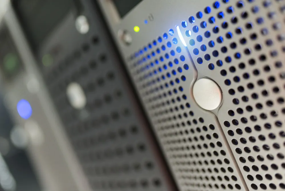 Fortinet FortiGate firewall installed in office server rack for small business network security