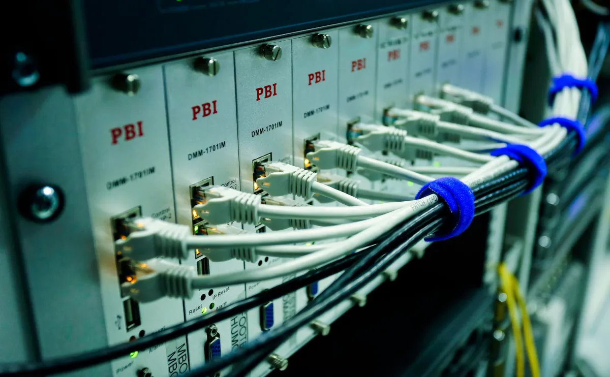 Fortinet FortiGate firewall installed in a Dubai Investment Park office network rack