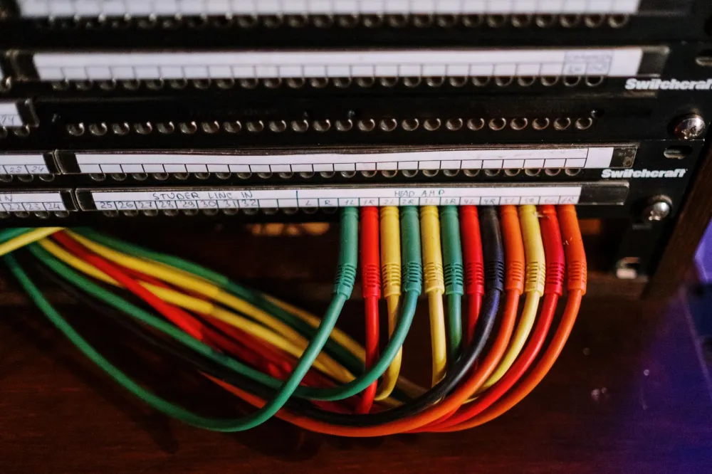 Structured network cabling patch panel in a Dubai office server room