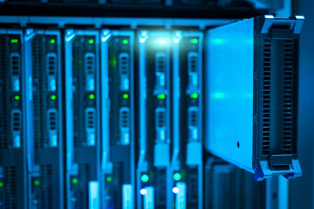 Office server rack and network equipment managed under a monthly IT contract in Dubai South