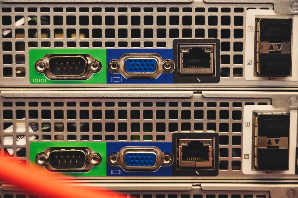 IT engineer performing office network setup in a Dubai Marina business office