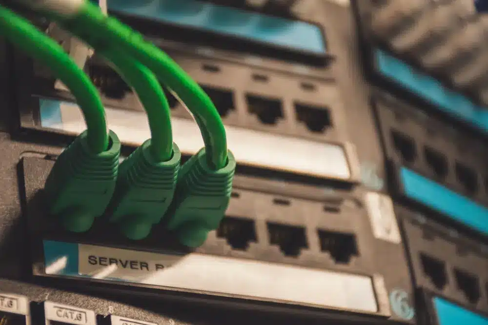 Structured network cabling and rack installation for secure office firewall setup in Dubai