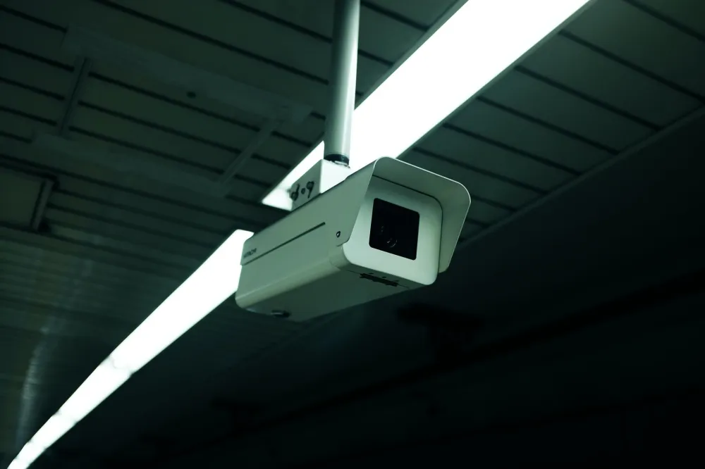 Analog CCTV DVR recorder unit installed in a Dubai office server cabinet