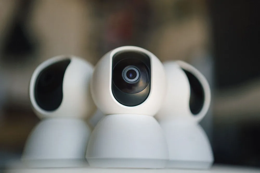 IP camera connected to an NVR recorder over a network switch in a business setting