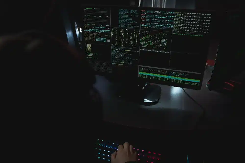 Network monitoring dashboard showing unusual traffic indicating a possible business hack
