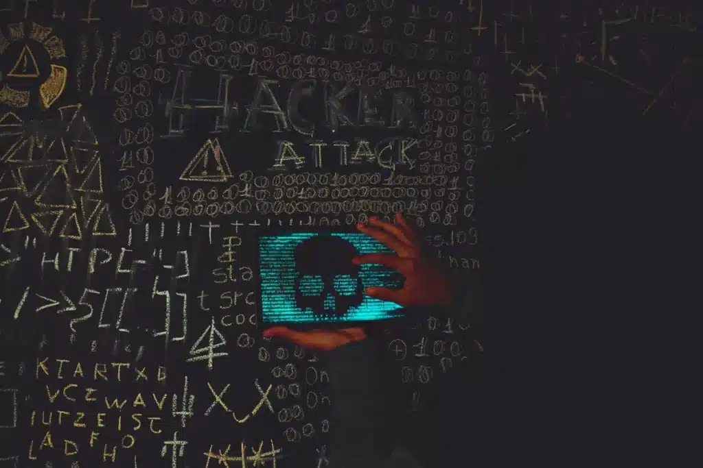 IT engineer reviewing signs a business network has been hacked on a monitor