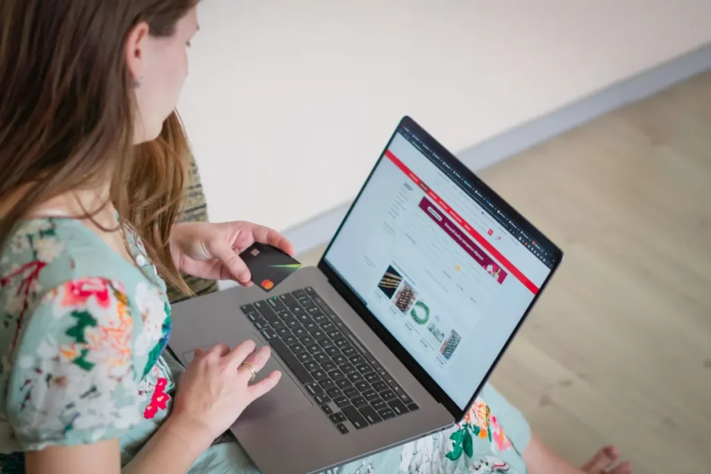 E-commerce website development on a laptop screen for a Dubai Marina business